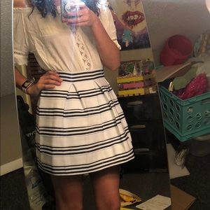 Blue stripped skater skirt